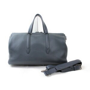 Salvatore Ferragamo Boston Bag leather travel Navy Blue both